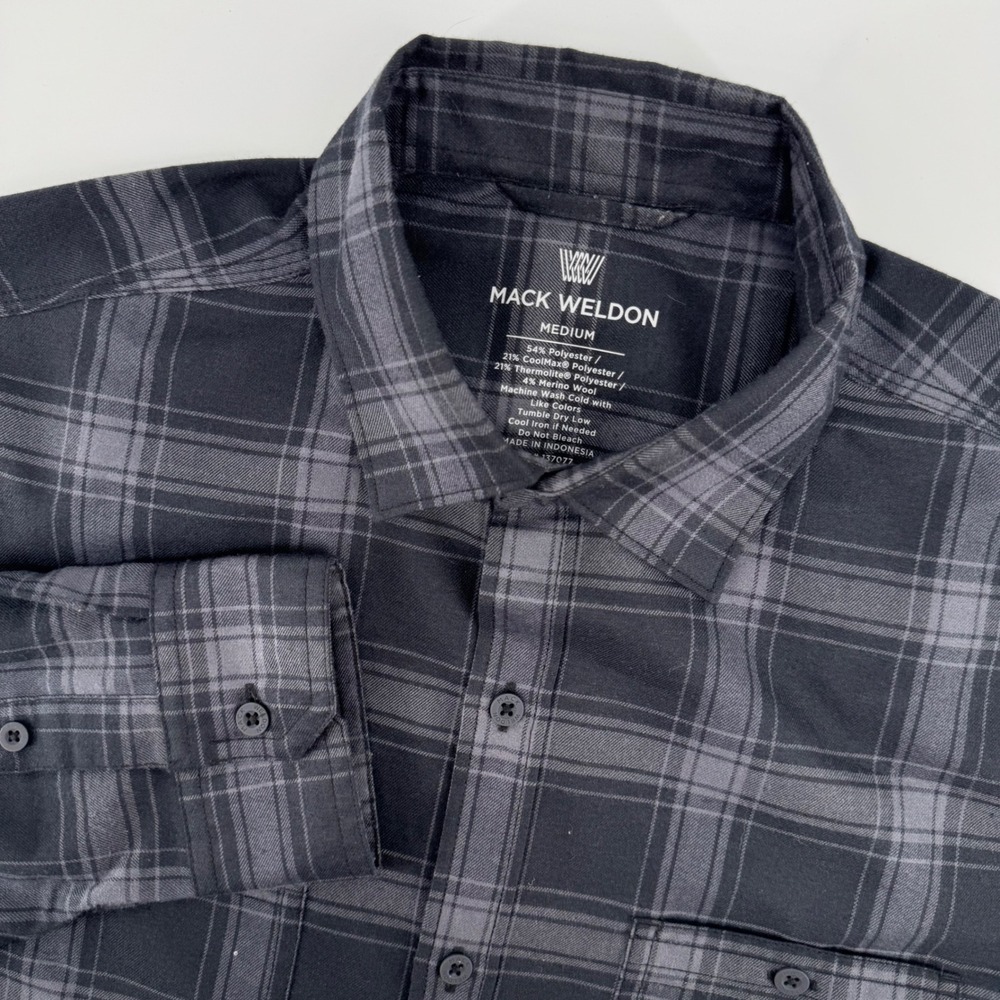 Mack Weldon Mens Medium Plaid Long Sleeve Button Up Shirt CoolMax Thermolite